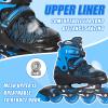 Inline Skates for Boys, Outdoor Adjustable Roller Skates for Kids Youth Beginners with Full Illuminating Safe Durable Blue Size 1 2 3 4 view 2