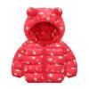 Snow Clothing Toddler Boys Girls Winter Cartoon Prints Coat Down Hooded Jacket Thicken Windproof (Red, 6-12 Months) view 1