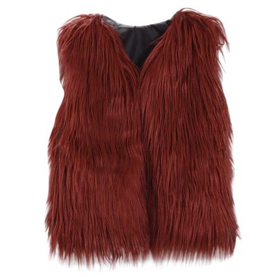 ZHICHUANG Little Girls Solid Faux-Fur Villus Fleece Vest Jacket Winter Stylish Thick Warm Waistcoat 1-6 Years Red-b2