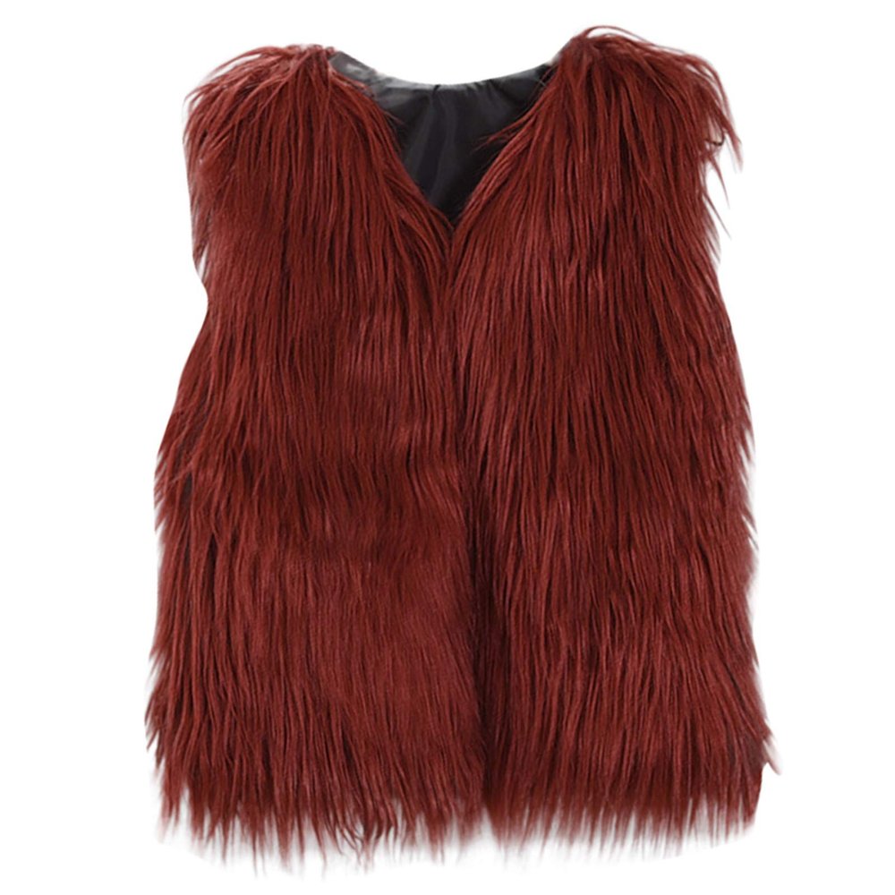 ZHICHUANG Little Girls Solid Faux-Fur Villus Fleece Vest Jacket Winter Stylish Thick Warm Waistcoat 1-6 Years Red-b2