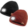 Beanie with Light for Men 2 Pack, Hat with Light Built in Rechargeable Winter Warm Knitted Headlamp Caps, Gift for Men Dads Husband Led Beanie Hats with Light(Black&Dark Orange) view 1