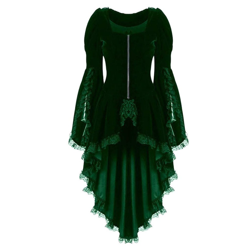 Back Stitching Vintage Bandage Overcoat Lace Waist Women Long-Sleeved Jacket Halloween Cosplay Vintage Women's Coat