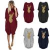 Shirt Dress for Women Casual Crew Neck Long Sleeve Loose fit Midi Shift Dresses with Pockets view 4