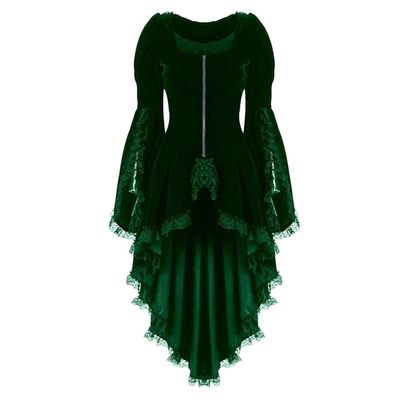 Back Stitching Vintage Bandage Overcoat Lace Waist Women Long-Sleeved Jacket Halloween Cosplay Vintage Women's Coat