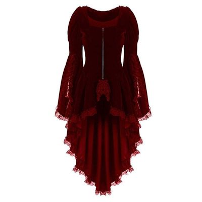 Back Stitching Vintage Bandage Overcoat Lace Waist Women Long-Sleeved Jacket Halloween Cosplay Vintage Women's Coat