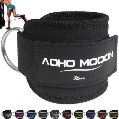 AOHO MOOON Comfortable Adjustable Ankle Straps for Cable Machines Women, Gym Workout Leg Straps, Ankle Cuffs for Glute Workouts, Foot Straps for Kickback, One Size Fit All with D Ring