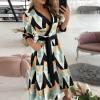 Wrap Dress for Women Fashion Short Sleeve V Neck Midi Dresses Printed A-Line Dress with Belt view 2