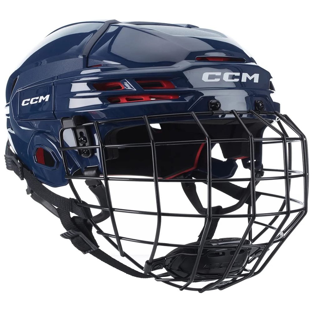 CCM Tacks 70 Hockey Helmet Combo with Cage, Senior (Senior Small, Navy)