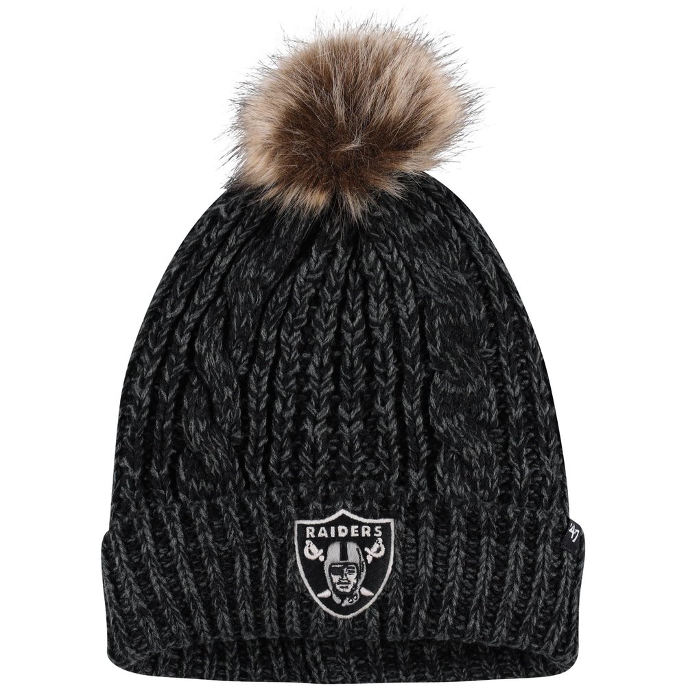47 Women's Black Las Vegas Raiders Meeko Cuffed Knit Hat with Pom