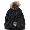 47 Women's Black Las Vegas Raiders Meeko Cuffed Knit Hat with Pom view 1