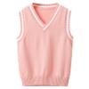 FEESHOW Boys Kids Girls Thermal Warm Sweater Vest V Neck Sleeveless School Uniform Knit Trim Cardigan Pink 5-6 Years