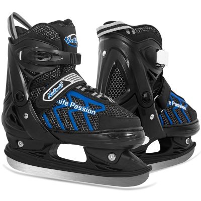 MammyGol Adjustable Ice Skating for Kids, Boys and Girls, Blue Ice Skates Size Small Hockey Lace-Up Ice Skate for Beginner