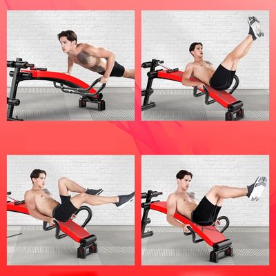 Sit Up Bench Slant Board With Headrest Foldable Abdominal Training Workout Incline Bench Ab Bench For Home Gym (Color : Red, Size : 132 * 50 * 61cm)