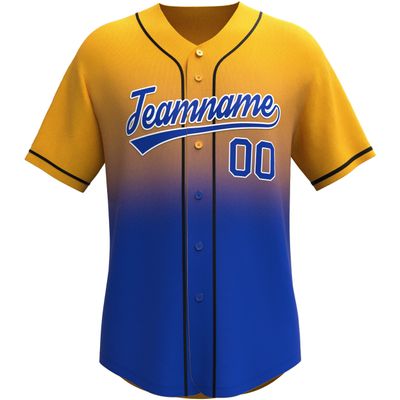 Custom Gradient Baseball Jersey Stitched/Printed Personanlized Button Down Shirts Sports Uniform for Men Women Youth Gold&Royal-g
