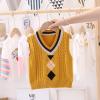 Aislor Kids Boys Girls V-Neck Knitted Vest Sweater Vest Sleeveless Jumpers School Knitwear Tank Top Cardigan Waistcoat Yellow 3-4 Years view 2