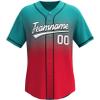 Custom Gradient Baseball Jersey Stitched/Printed Personanlized Button Down Shirts Sports Uniform for Men Women Youth Aqua&red-g view 1