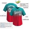 Custom Gradient Baseball Jersey Stitched/Printed Personanlized Button Down Shirts Sports Uniform for Men Women Youth Aqua&red-g view 2