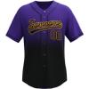 Custom Gradient Baseball Jersey Stitched/Printed Personanlized Button Down Shirts Sports Uniform for Men Women Youth Purple&Black-Gold-g view 1