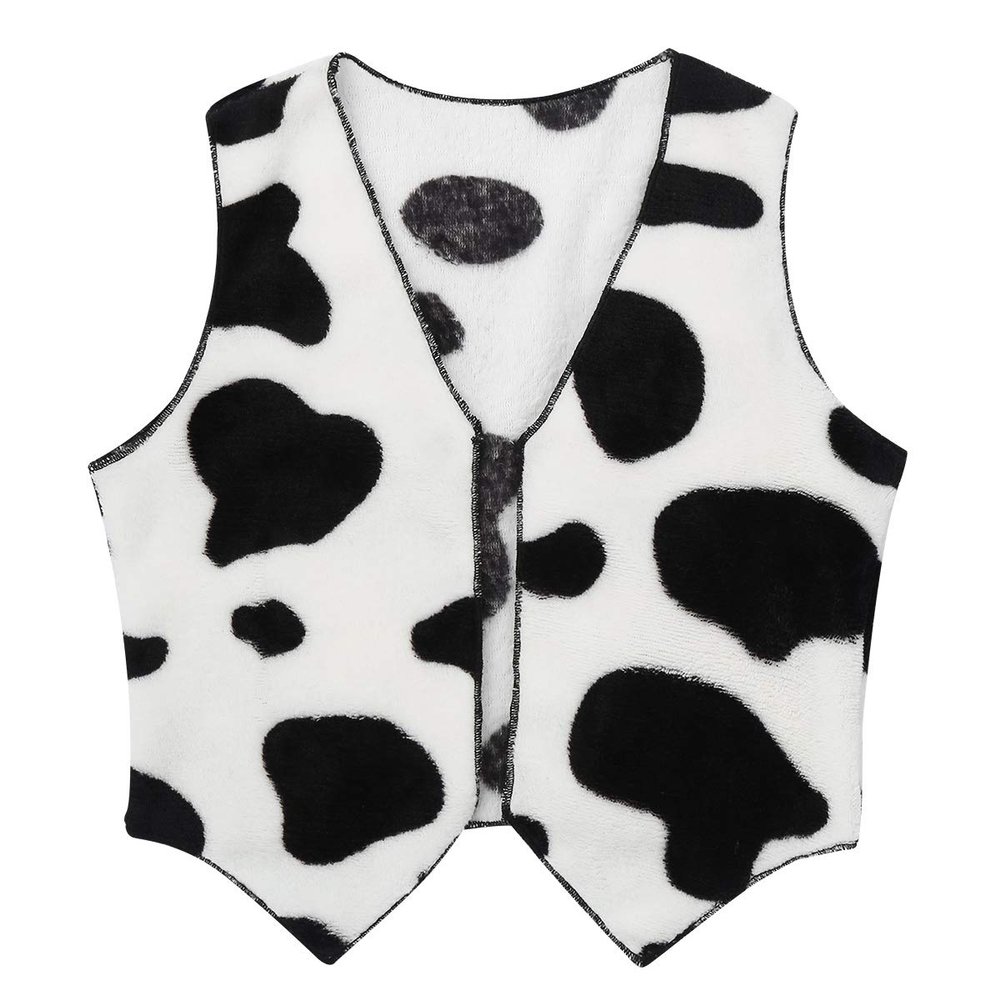 Moggemol Boys Girls Cowboy Cowgirl Wild Western Party Waistcoat Flannel Open-Front Cardigan Vest Tops Black 10 Years