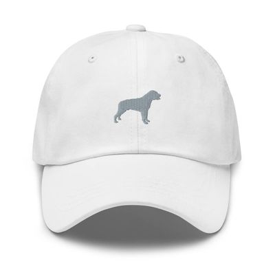 Rottweiler hat, Embroidered Unisex hat, Rottweiler Hats for Men, for Women, Rottweiler mom hat, dad hat. White