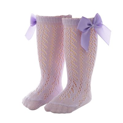 Baby Infants Toddlers Girls Knee High Socks 1 Pack Bow Long Stockings Ruffled Socks Kids Gifts (Purple, 3-5 Years)