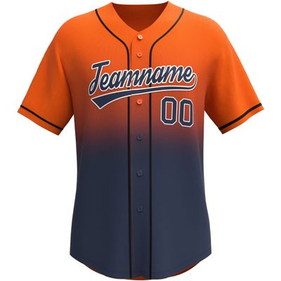 Custom Gradient Baseball Jersey Stitched/Printed Personanlized Button Down Shirts Sports Uniform for Men Women Youth Orange&Navy-g