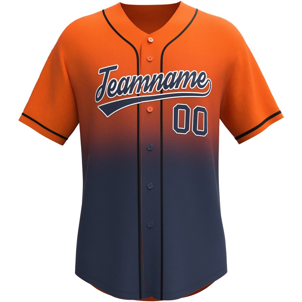 Custom Gradient Baseball Jersey Stitched/Printed Personanlized Button Down Shirts Sports Uniform for Men Women Youth Orange&Navy-g