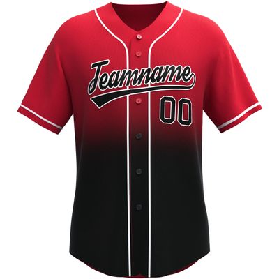 Custom Gradient Baseball Jersey Stitched/Printed Personanlized Button Down Shirts Sports Uniform for Men Women Youth Red&Black-g