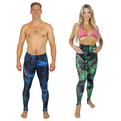 MAKO Spearguns Rash Guard Pants for Men and Women | Unisex Dive Skin Pants for Spearfishing | Includes Ankle Straps | Medium | Blue