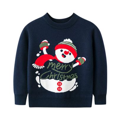 Christmas Toddler Boys Girls Cartoon Dinosaur Santa Prints Sweater Long Sleeve Warm Knitted Pullover Knitwear Tops