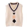 Aislor Kids Boys Girls V-Neck Knitted Vest Sweater Vest Sleeveless Jumpers School Knitwear Tank Top Cardigan Waistcoat White 3-4 Years view 1