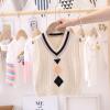 Aislor Kids Boys Girls V-Neck Knitted Vest Sweater Vest Sleeveless Jumpers School Knitwear Tank Top Cardigan Waistcoat White 3-4 Years view 2