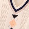 Aislor Kids Boys Girls V-Neck Knitted Vest Sweater Vest Sleeveless Jumpers School Knitwear Tank Top Cardigan Waistcoat White 3-4 Years view 4
