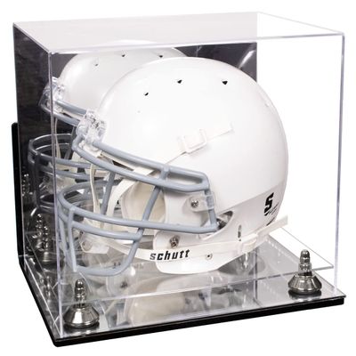 Acrylic Display Case for Full Size Football Helmet Premium Football Display Case with Mirror Base & Silver Risers Protects Memorabilia & Collectibles, Dimension 14.5" L x 11" W x 12" H (V44/A002)