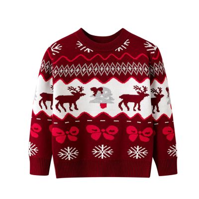 Christmas Toddler Boys Girls Cartoon Dinosaur Santa Prints Sweater Long Sleeve Warm Knitted Pullover Knitwear Tops