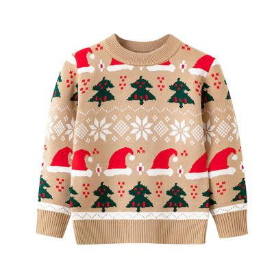 Christmas Toddler Boys Girls Cartoon Dinosaur Santa Prints Sweater Long Sleeve Warm Knitted Pullover Knitwear Tops
