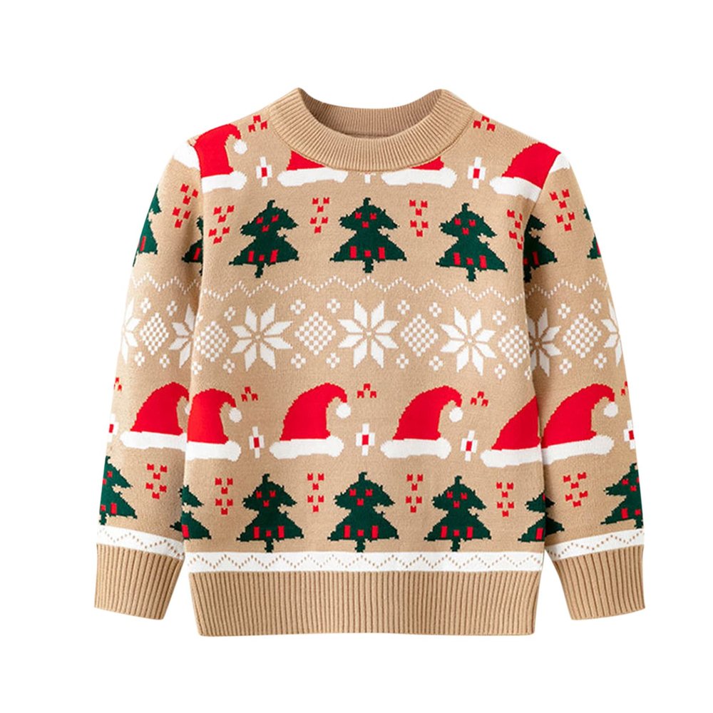 Christmas Toddler Boys Girls Cartoon Dinosaur Santa Prints Sweater Long Sleeve Warm Knitted Pullover Knitwear Tops