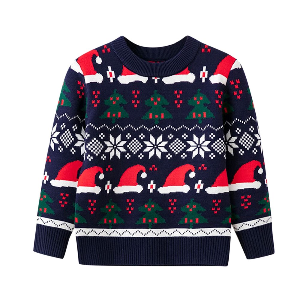 Christmas Toddler Boys Girls Cartoon Dinosaur Santa Prints Sweater Long Sleeve Warm Knitted Pullover Knitwear Tops