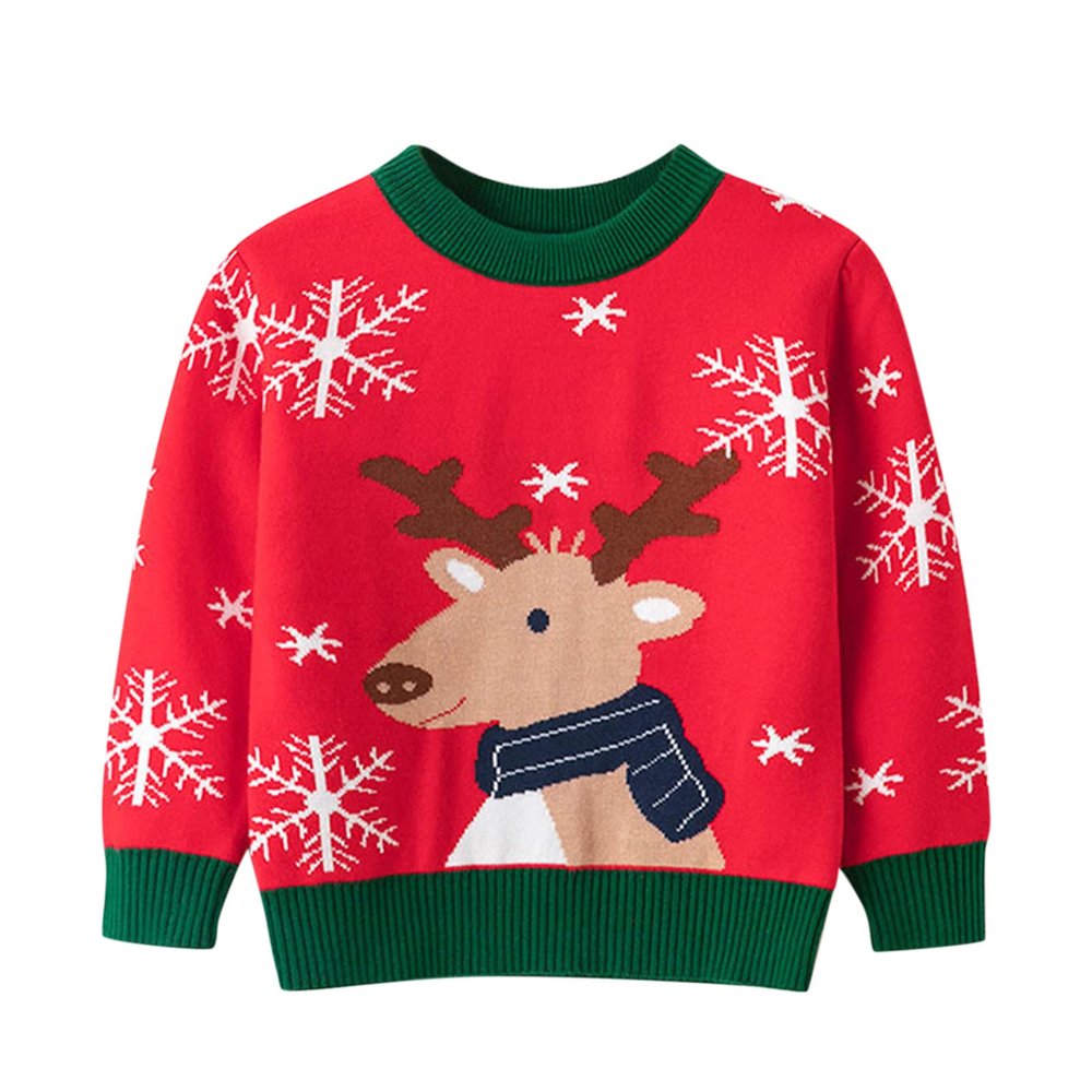 Christmas Toddler Boys Girls Cartoon Dinosaur Santa Prints Sweater Long Sleeve Warm Knitted Pullover Knitwear Tops
