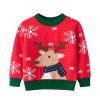 Christmas Toddler Boys Girls Cartoon Dinosaur Santa Prints Sweater Long Sleeve Warm Knitted Pullover Knitwear Tops view 1