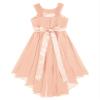 Duoremi Kids Girls Halter Neck Chiffon High Low Wedding Bridesmaid Dress Party Maxi Dress Princess Gown Pink 10 Years view 3