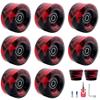 8 Pack 32 x 58mm, 82A Double Row Skate Wheels with Bearing Installed and 2 Toe Stoppers, for Outdoor or Indoor (Red) view 1