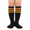 American Trends Kids Halloween Socks Toddler Novelty Knee High Soccer Socks Funny Striped Cotton Stocking for Child Boys Girls 1 Pack Black Orange view 1
