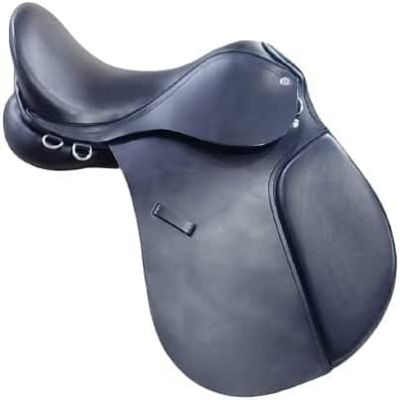 Leather Horse Jumping Saddle with Plastic Tree | Black 16 Inch