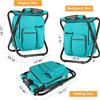 Kikerike Backpack Stool Cooler Chair Heavy Duty 300 LBS Max Load Portable Lightweight Stool Backpack Folding Fishing Cooler Seat for Camping Hunting Fishing - Blue-Green view 2