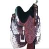SR Saddle Handcarved Floral Patern Dark Brown Premium Leather Pleasure Reining Show Horse Saddle, 17 Inch view 4
