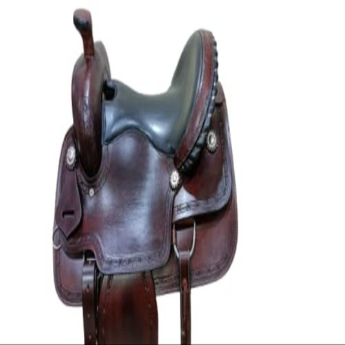 Sr Saddle Western Premium Wood with Rawhide Covered Calf Roper Roping Horse Saddle, Brown 17 Inch