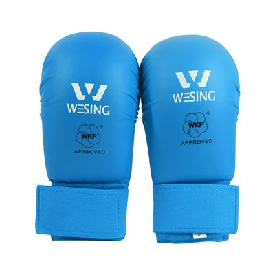 Wesing WKF Sparing Karate Gloves Without Thumb Protection Blue Red (Blue, M)