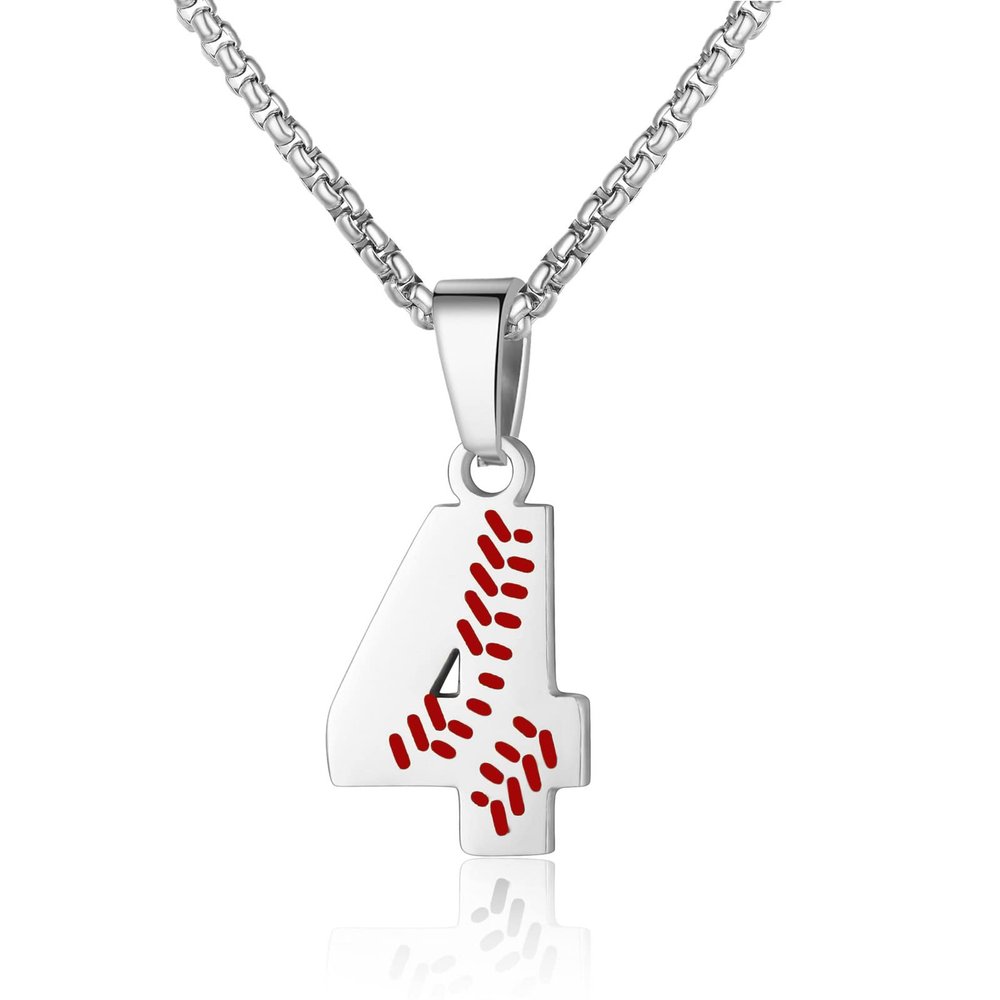 AIAINAGI Baseball Number Necklace for Men 00-99 Athletes Jersey Number Necklace Stainless Steel Silver Chain Baseball Charm Pendant Personalized Baseball Gift for Men4 Over 18 years old