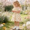 AGQT Toddler Girls Summer Off Shoulder Floral Dress Boho Princess Chiffon Ruffle Sundress for Beach Wedding Vacation Daisy on White 4-5T view 3